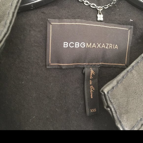 BCBG MAX AZRIA black leather zipper moto jacket - Picture 10 of 11